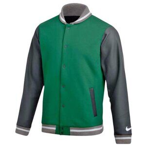 New! NIKE Men Team Dark Green Letterman Jacket DJ5971-341 | Small | MSRP: $232